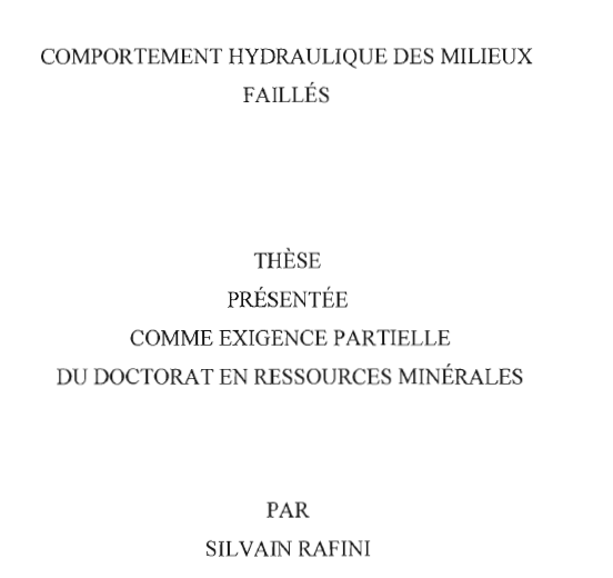 Comportement hydraulique des milieux faillés